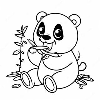 Cute Kawaii Panda Eating Bamboo Coloring Page 47474-39508