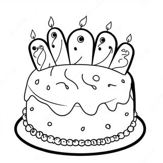 Colorful 7th Birthday Cake Coloring Page 47494-39511