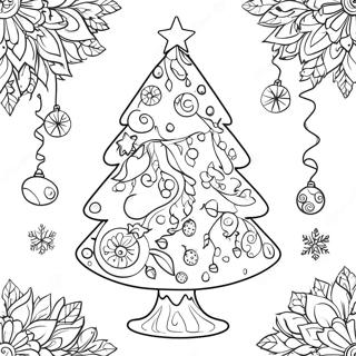 Whimsical Christmas Tree With Ornaments Coloring Page 4752-3821