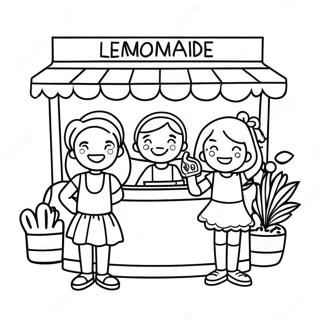 Cute Lemonade Stand With Smiling Kids Coloring Page 47645-39622