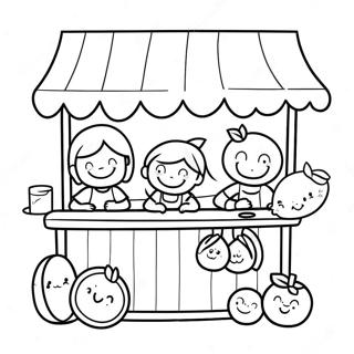 Cute Lemonade Stand With Smiling Kids Coloring Page 47645-39623