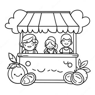 Cute Lemonade Stand With Smiling Kids Coloring Page 47645-39624