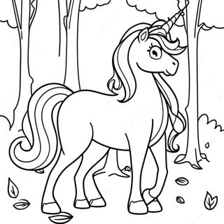 Magical Last Unicorn In A Forest Coloring Page 47715-39677