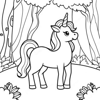 Magical Last Unicorn In A Forest Coloring Page 47715-39678