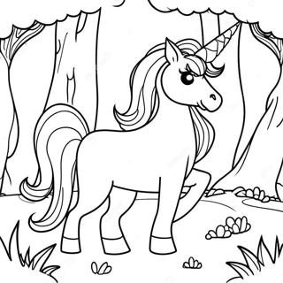 Magical Last Unicorn In A Forest Coloring Page 47715-39679