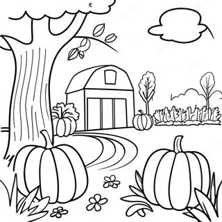 Autumn Harvest Scene Coloring Page 4772-3840