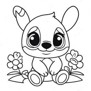 Adorable Baby Stitch With Flowers Coloring Page 47745-39701