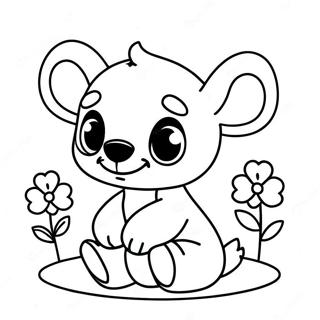 Adorable Baby Stitch With Flowers Coloring Page 47745-39702