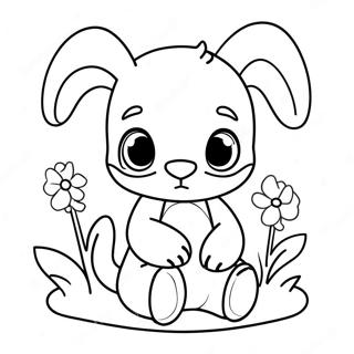 Adorable Baby Stitch With Flowers Coloring Page 47745-39703