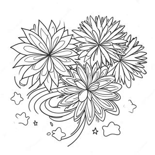 Colorful Fireworks Display Coloring Page 47765-39713