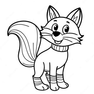 Playful Fox In Colorful Socks Coloring Page 47805-39752