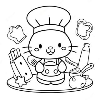 Hello Kitty Cooking Coloring Pages