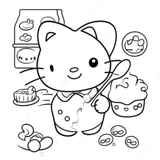 Hello Kitty Baking Delicious Treats Coloring Page 47885-39815