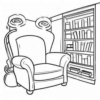 Cozy Reading Nook Library Coloring Page 4792-3853