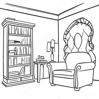 Cozy Reading Nook Library Coloring Page 4792-3855