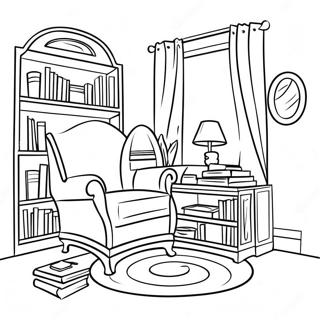 Cozy Reading Nook Library Coloring Page 4792-3856