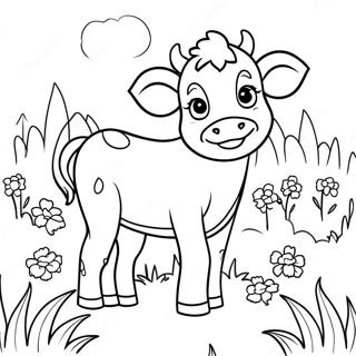 Cute Calf In A Meadow Coloring Page 47945-39858