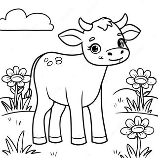 Cute Calf In A Meadow Coloring Page 47945-39859