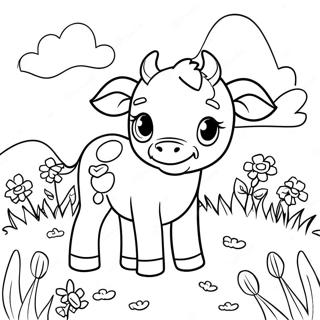 Cute Calf In A Meadow Coloring Page 47945-39860