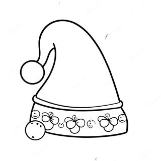 Cute Santa Hat With Bells Coloring Page 47965-39879