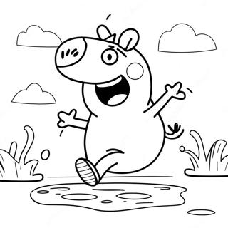 Peppa Pig Jumping In Muddy Puddles Coloring Page 47985-39896