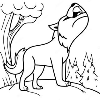 Majestic Wolf Howling At The Moon Coloring Page 48005-39906