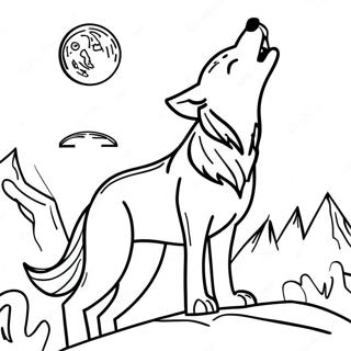 Majestic Wolf Howling At The Moon Coloring Page 48005-39907