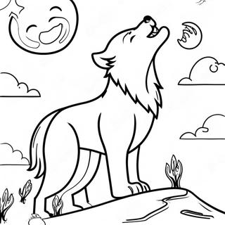 Majestic Wolf Howling At The Moon Coloring Page 48005-39908