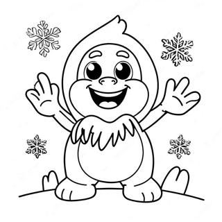 Cute Abominable Snowman With Snowflakes Coloring Page 48045-39941