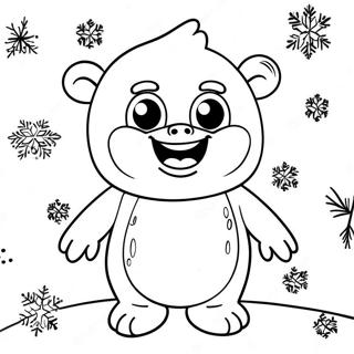 Cute Abominable Snowman With Snowflakes Coloring Page 48045-39943