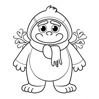 Cute Abominable Snowman With Snowflakes Coloring Page 48045-39944