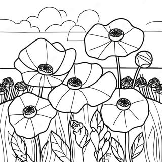 Vibrant Poppy Flower Field Coloring Page 48055-39949