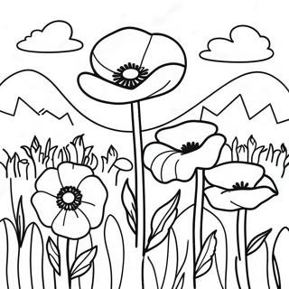 Vibrant Poppy Flower Field Coloring Page 48055-39950