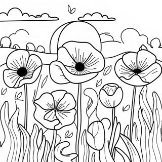 Vibrant Poppy Flower Field Coloring Page 48055-39951