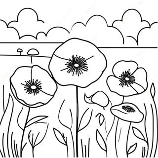 Vibrant Poppy Flower Field Coloring Page 48055-39952