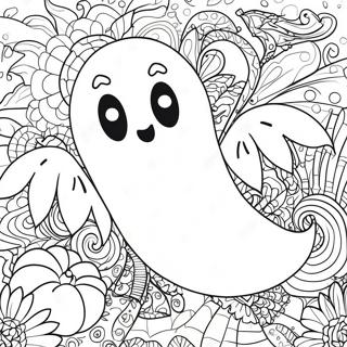 Spooky Halloween Zentangle Ghost Coloring Page 48115-40001