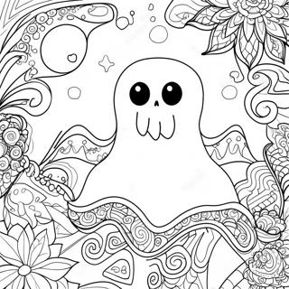 Spooky Halloween Zentangle Ghost Coloring Page 48115-40002