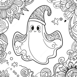 Spooky Halloween Zentangle Ghost Coloring Page 48115-40003