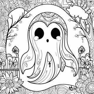 Spooky Halloween Zentangle Ghost Coloring Page 48115-40004