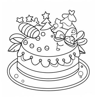 Festive Christmas Cake With Decorations Coloring Page 48195-40061