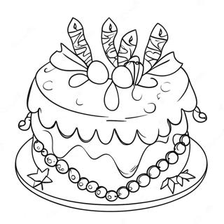 Festive Christmas Cake With Decorations Coloring Page 48195-40062