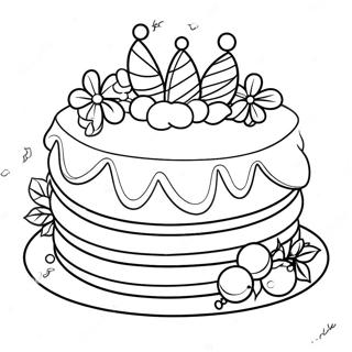 Festive Christmas Cake With Decorations Coloring Page 48195-40063