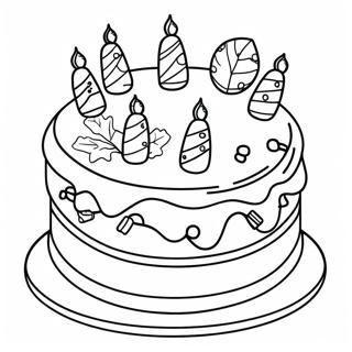 Festive Christmas Cake With Decorations Coloring Page 48195-40064