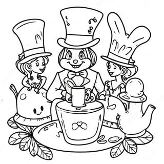 Mad Hatter S Whimsical Tea Party Coloring Page 48215-40081