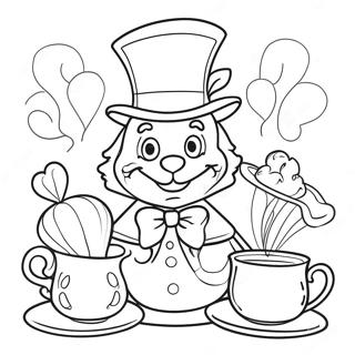 Mad Hatter S Whimsical Tea Party Coloring Page 48215-40083