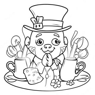 Mad Hatter S Whimsical Tea Party Coloring Page 48215-40084