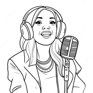 Funky Pop Music Star With Microphone Coloring Page 48295-40141