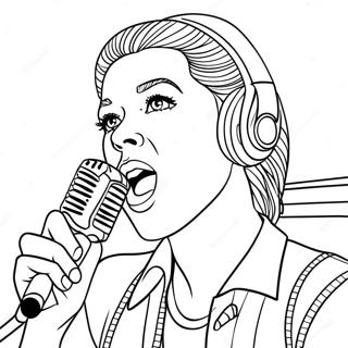 Funky Pop Music Star With Microphone Coloring Page 48295-40142