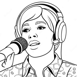 Funky Pop Music Star With Microphone Coloring Page 48295-40143