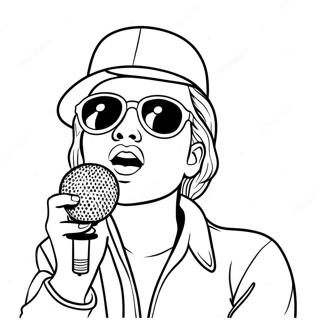 Funky Pop Music Star With Microphone Coloring Page 48295-40144